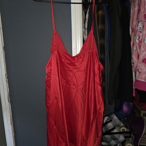 Elegant Red Satin Slip Dress